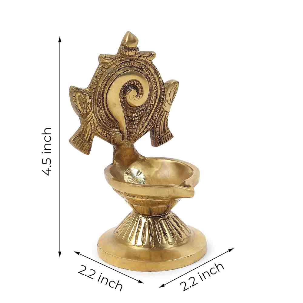 Brass Vishnu Shankh Diya Lamp Diwali Decoration Items for Home décor Gift Deepak Oil Lamp for Daily Puja & Other Religious Rituals | Home Décor | Deepak for Home, Office & Temples