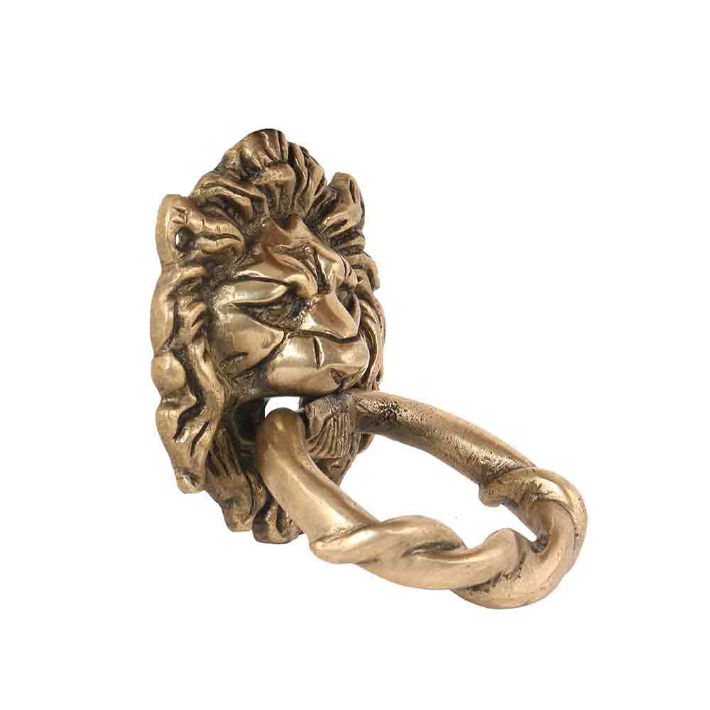 Solid Brass Lion Face Door Knocker for Main Door – 6 Inch Antique Brown Finish | Classic Victorian-Style Handcrafted Knocker | Heavy-Duty, Weatherproof Brass – Pack of 1