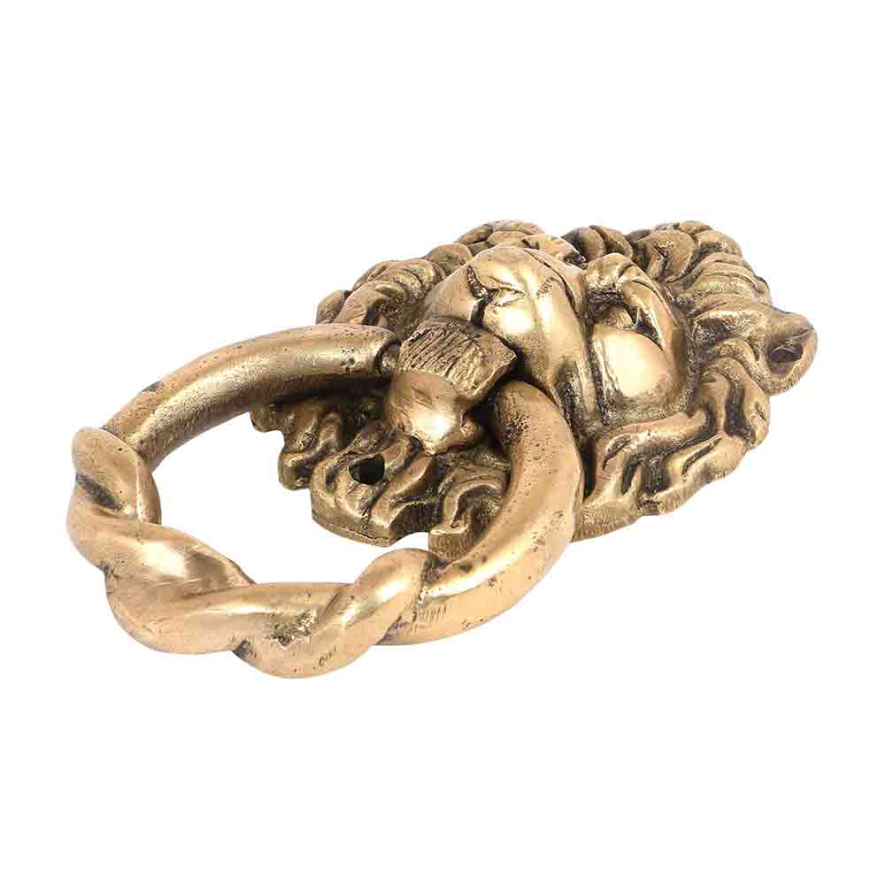 Solid Brass Lion Face Door Knocker for Main Door – 6 Inch Antique Brown Finish | Classic Victorian-Style Handcrafted Knocker | Heavy-Duty, Weatherproof Brass – Pack of 1
