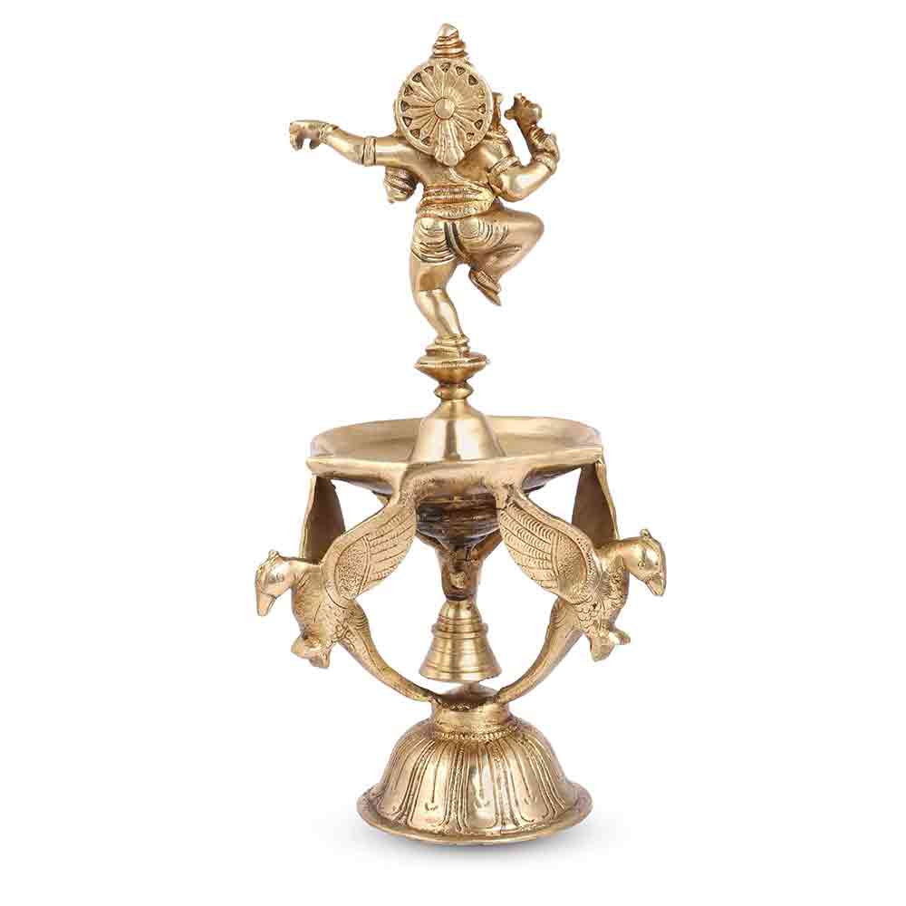 Dancing Ganesha Brass Lamp Diya for puja, Office, Home