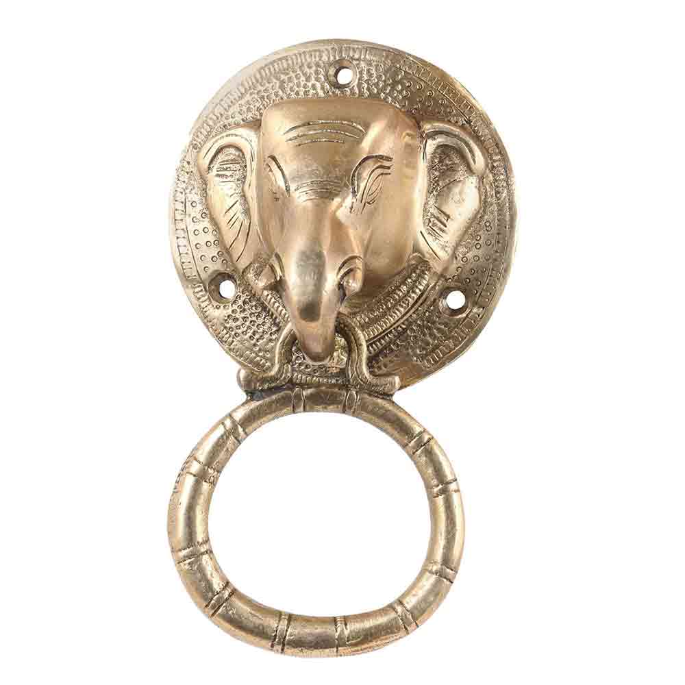 Tuskar Ganesha Brass Door Knocker, Door Knockers for Main Door, Front Door Knocker, Antique Brown, Standard, Pack of 1