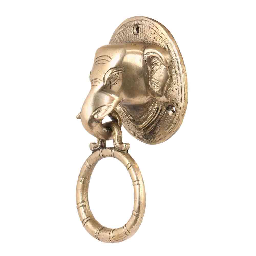 Tuskar Ganesha Brass Door Knocker, Door Knockers for Main Door, Front Door Knocker, Antique Brown, Standard, Pack of 1