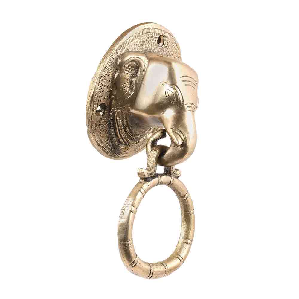 Tuskar Ganesha Brass Door Knocker, Door Knockers for Main Door, Front Door Knocker, Antique Brown, Standard, Pack of 1