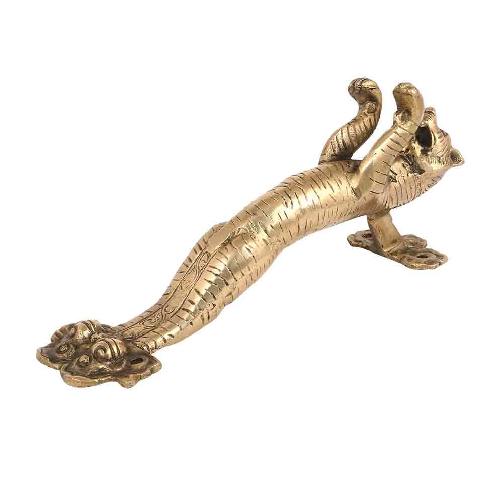 Sculpture Story Antique Tiger Brass Main Door Handle (Height -10-inch, Hole to Hole: 8-inch) Pull Handle for Hotel/Office/Home