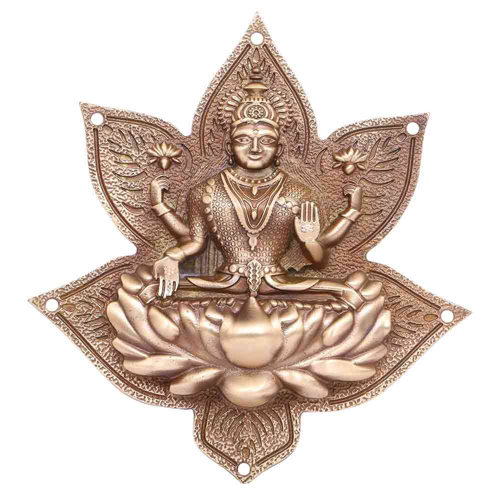 Maa Laxmi On Lotus Leaf Wall Hanging Home Decor
