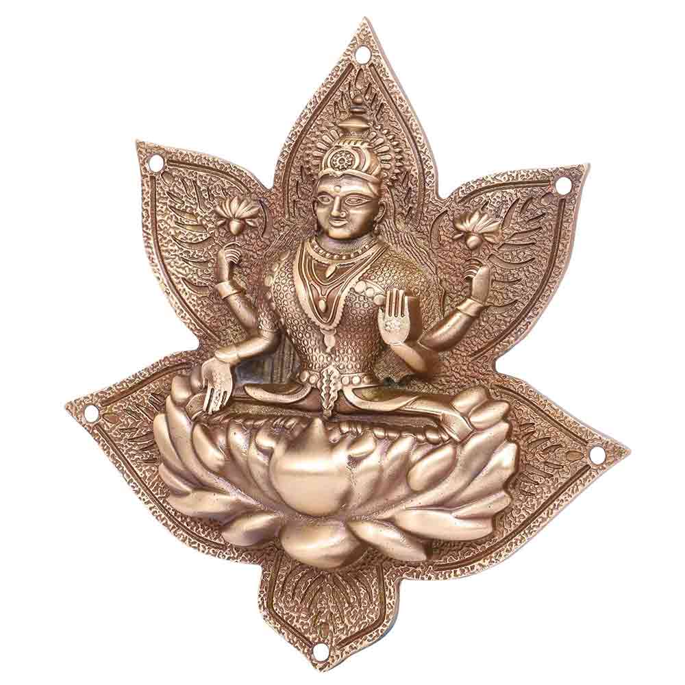 Maa Laxmi On Lotus Leaf Wall Hanging Home Decor