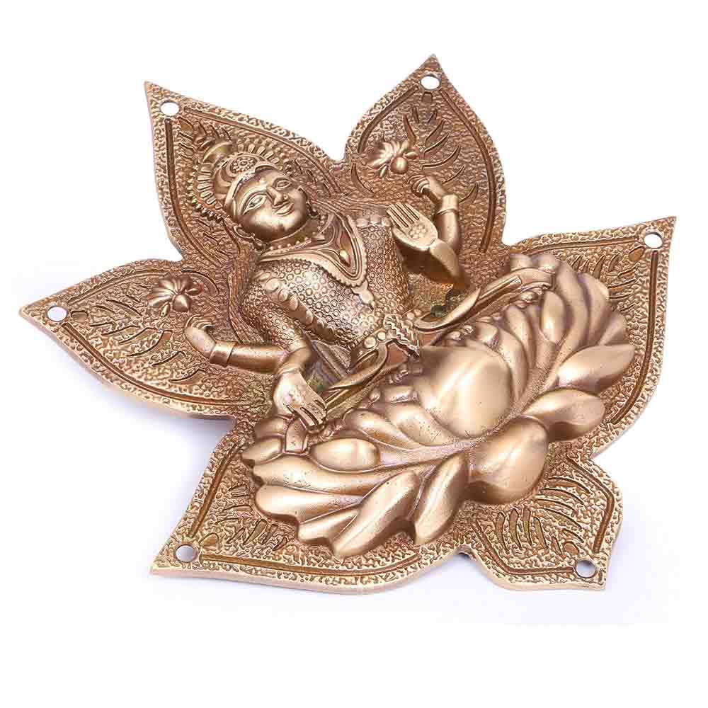 Maa Laxmi On Lotus Leaf Wall Hanging Home Decor