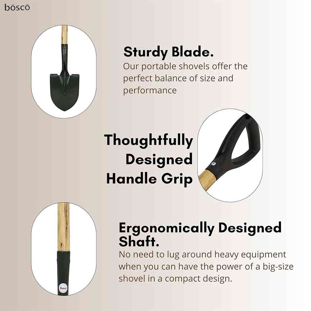 Small Multi-Purpose Shovel for Outdoor, Gardening, Engineering, Camping & Construction Rust-Resistant Steel Blade Compact&Durable Tool for Digging,Lifting,Moving Heavy Duty Shovel with D Handle