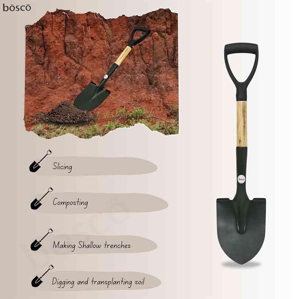 Small Multi-Purpose Shovel for Outdoor, Gardening, Engineering, Camping & Construction Rust-Resistant Steel Blade Compact&Durable Tool for Digging,Lifting,Moving Heavy Duty Shovel with D Handle