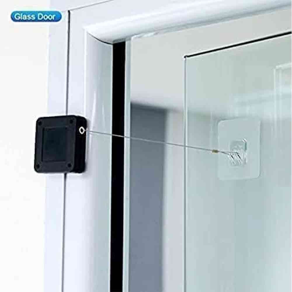 Punch-Free Automatic Door Closer(Pack of 4), Multifunctional Residential & Commercial Door Closer with 316 Stainless Steel Wire, Smooth Closing, Tool-Free Installation(Black &White)