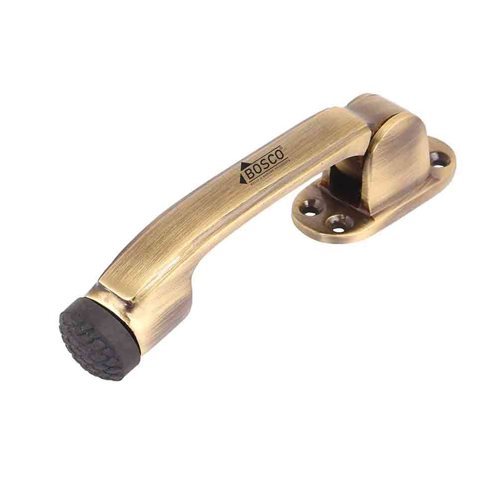 Rich Brass Antique Gate Stopper for The Door with Rubber Grip 5-inch Long Door Stopper for The Wooden Door (Pack of 1)